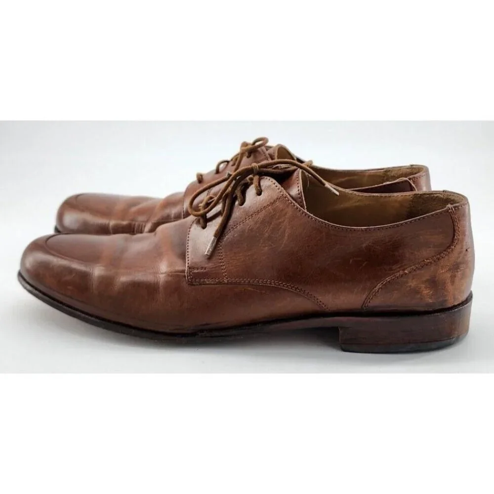 JOHNSTON & MURPHY Soft‎ Brown Italian Oxford Lace Up Dress Shoes Men's Size 12M